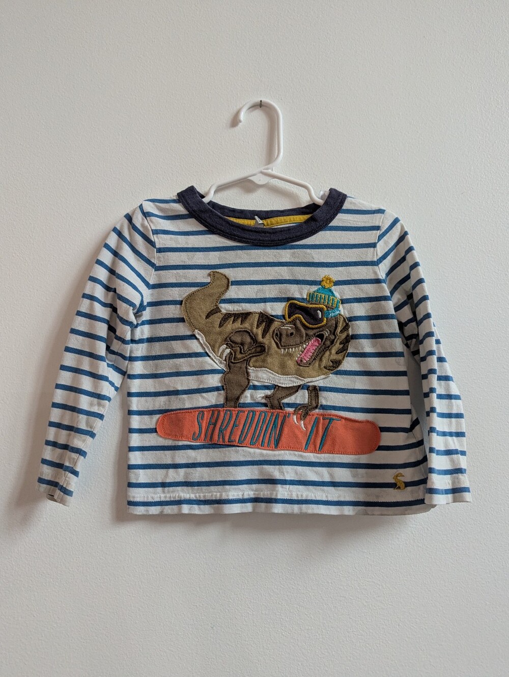 Joules 3T Boys Dinosaur Winter Applique Shirt